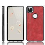For Google Pixel 4a Shockproof Sewing Cow Pattern Skin PC + PU + TPU Case(Red)