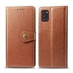 For Galaxy A31 Retro Solid Color Leather Buckle Phone Case with Lanyard & Photo Frame & Card Slot & Wallet & Stand Function(Brown)