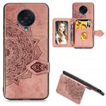 For Xiaomi Redmi K30 Pro Mandala Embossed Magnetic Cloth PU + TPU + PC Case with Holder & Card Slots & Wallet & Photo Frame & Strap(Rose Gold)