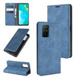 For Huawei Honor 30S Retro-skin Business Magnetic Suction Leather Case with Holder & Card Slots & Wallet(Dark Blue)
