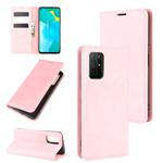 For Huawei Honor 30S Retro-skin Business Magnetic Suction Leather Case with Holder & Card Slots & Wallet(Pink)