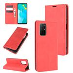 For Huawei Honor 30S Retro-skin Business Magnetic Suction Leather Case with Holder & Card Slots & Wallet(Red)