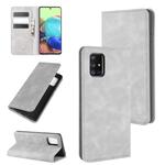 For Galaxy A71 5G Retro-skin Business Magnetic Suction Leather Case with Holder & Card Slots & Wallet(Grey)