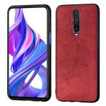 For Xiaomi Redmi K30 / POCO X2  Mandala Embossed Cloth Cover PC + TPU Mobile Phone Case with Magnetic Function and Hand Strap(Red)