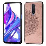 For Xiaomi Redmi K30 / POCO X2  Mandala Embossed Cloth Cover PC + TPU Mobile Phone Case with Magnetic Function and Hand Strap(Rose Gold)