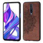 For Xiaomi Redmi K30 / POCO X2  Mandala Embossed Cloth Cover PC + TPU Mobile Phone Case with Magnetic Function and Hand Strap(Brown)