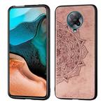 For Xiaomi Redmi K30 Pro  Mandala Embossed Cloth Cover PC + TPU Mobile Phone Case with Magnetic Function and Hand Strap(Rose Gold)