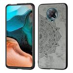 For Xiaomi Redmi K30 Pro  Mandala Embossed Cloth Cover PC + TPU Mobile Phone Case with Magnetic Function and Hand Strap(Gray)