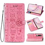 For Xiaomi 10/10 Pro Cute Cat and Dog Embossed Horizontal Flip Leather Case with Bracket / Card Slot / Wallet / Lanyard(Pink)