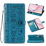 For Xiaomi 10/10 Pro Cute Cat and Dog Embossed Horizontal Flip Leather Case with Bracket / Card Slot / Wallet / Lanyard(Blue)