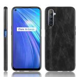 For Oppo Realme 6 Shockproof Sewing Cow Pattern Skin PC + PU + TPU Case(Black)