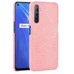 For Oppo Realme 6 Shockproof Crocodile Texture PC + PU Case(Pink)