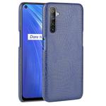 For Oppo Realme 6 Shockproof Crocodile Texture PC + PU Case(Blue)