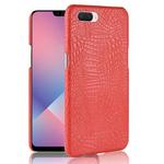 For Oppo A12e Shockproof Crocodile Texture PC + PU Case(Red)