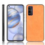 For Huawei Honor 30 Shockproof Sewing Cow Pattern Skin PC + PU + TPU Case(Orange)