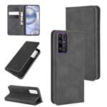 For Huawei Honor 30 Retro-skin Business Magnetic Suction Leather Case with Holder & Card Slots & Wallet(Black)