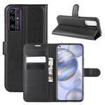 For Huawei Honor 30 Litchi Texture Horizontal Flip Protective Case with Holder & Card Slots & Wallet(Black)