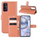 For Huawei Honor 30 Litchi Texture Horizontal Flip Protective Case with Holder & Card Slots & Wallet(Brown)