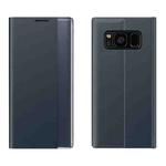For Galaxy S10 Side Display Magnetic Horizontal Flip Plain Texture Cloth + PC Case with Holder & Sleep / Wake-up Function(Dark Blue)