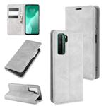 For Huawei Nova 7 SE Retro-skin Business Magnetic Suction Leather Case with Holder & Card Slots & Wallet(Grey)