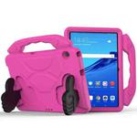 For Huawei MediaPad T5 10.1 inch EVA Children Falling Proof Flat Protective Shell With Thumb Bracket(RoseRed)