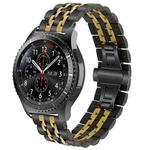 22mm For Huawei Watch GT2e GT2 46mm Seven Stainless Steel Watch Band(Black gold)