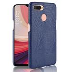 For Oppo A12 Shockproof Crocodile Texture PC + PU Case(Blue)
