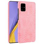 For Galaxy A71 5G Shockproof Crocodile Texture PC + PU Case(Pink)