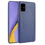 For Galaxy A71 5G Shockproof Crocodile Texture PC + PU Case(Blue)