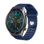 22mm For Huawei Watch GT2e / GT2 46mm Reverse Buckle Wave Silicone Watch Band(Blue)