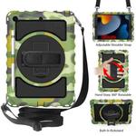 For iPad 10.2 360 Degree Rotating Case with Pencil Holder, Kickstand Shockproof Heavy Duty with Shoulder Strap,Hand Strap(Camouflage)