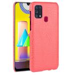 For Galaxy M31 Shockproof Crocodile Texture PC + PU Case(Red)