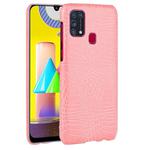 For Galaxy M31 Shockproof Crocodile Texture PC + PU Case(Pink)