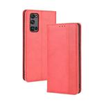 For Huawe Honor 30 Pro Magnetic Buckle Retro Crazy Horse Texture Horizontal Flip Leather Case  , with Holder & Card Slots & Photo Frame(Red)