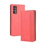 For Huawe Honor 30  Magnetic Buckle Retro Crazy Horse Texture Horizontal Flip Leather Case  , with Holder & Card Slots & Photo Frame(Red)