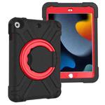 For iPad 10.2 PC + Silicone Shockproof Combination Case with 360 Degree Rotating Holder & Handle(Black+Red)
