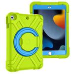 For iPad 10.2 PC + Silicone Shockproof Combination Case with 360 Degree Rotating Holder & Handle(Grass Green+Blue)