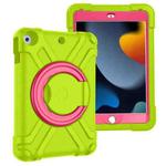 For iPad 10.2 PC + Silicone Shockproof Combination Case with 360 Degree Rotating Holder & Handle(Grass Green+Rose Red)