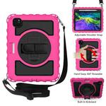 For iPad Pro 11 (2020) PC + Silicone Shockproof Combination Tablet Case with 360 Degree Rotating Holder & Handle(Hot Pink)