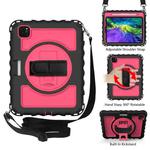 For iPad Pro 11 (2020) PC + Silicone Shockproof Combination Tablet Case with 360 Degree Rotating Holder & Handle(Black+Hot Pink)
