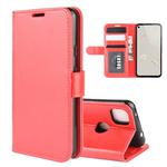 For Google Pixel 4A R64 Texture Single Horizontal Flip Protective Case with Holder & Card Slots & Wallet& Photo Frame(Red)
