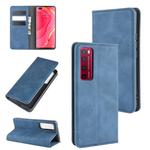 For Huawei Nova 7 Pro 5G Retro-skin Business Magnetic Suction Leather Case with Holder & Card Slots & Wallet(Dark Blue)