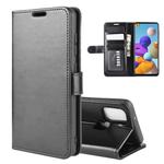 For Galaxy A21s R64 Texture Single Horizontal Flip Protective Case with Holder & Card Slots & Wallet& Photo Frame(Black)