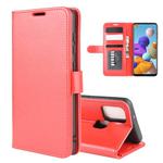 For Galaxy A21s R64 Texture Single Horizontal Flip Protective Case with Holder & Card Slots & Wallet& Photo Frame(Red)