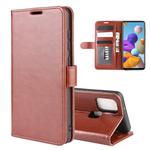 For Galaxy A21s R64 Texture Single Horizontal Flip Protective Case with Holder & Card Slots & Wallet& Photo Frame(Brown)