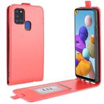For Galaxy A21S R64 Texture Single Vertical Flip Leather Protective Case with Card Slots & Photo Frame(Red)