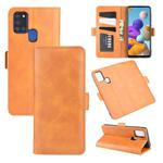 For Galaxy A21S  Dual-side Magnetic Buckle Horizontal Flip Leather Case with Holder & Card Slots & Wallet(Yellow)