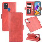 For Galaxy A21S  Dual-side Magnetic Buckle Horizontal Flip Leather Case with Holder & Card Slots & Wallet(Red)