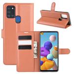 For Galaxy A21S Litchi Texture Horizontal Flip Protective Case with Holder & Card Slots & Wallet(Brown)