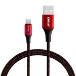 ENKAY ENK-CB104 2.4A USB to USB-C / Type-C Nylon Weaving Data Transfer Charging Cable with Intelligent Light, Length: 1m(Red)